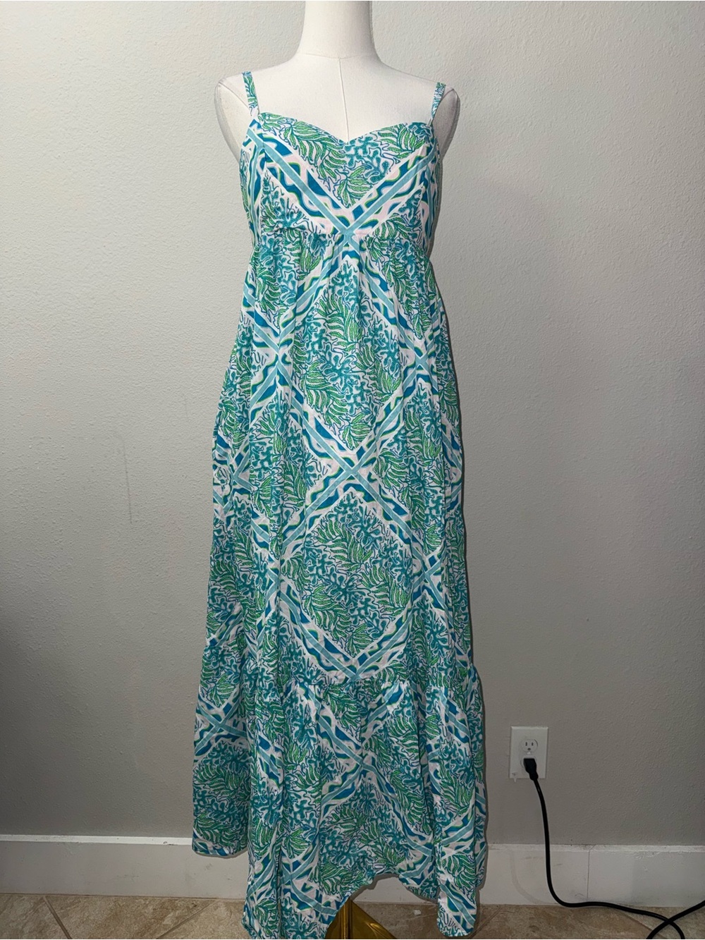 Lilly Pulitzer Heidi Cotton Maxi Prism Blue Good Grief Sz 4 - Picture 3 of 5